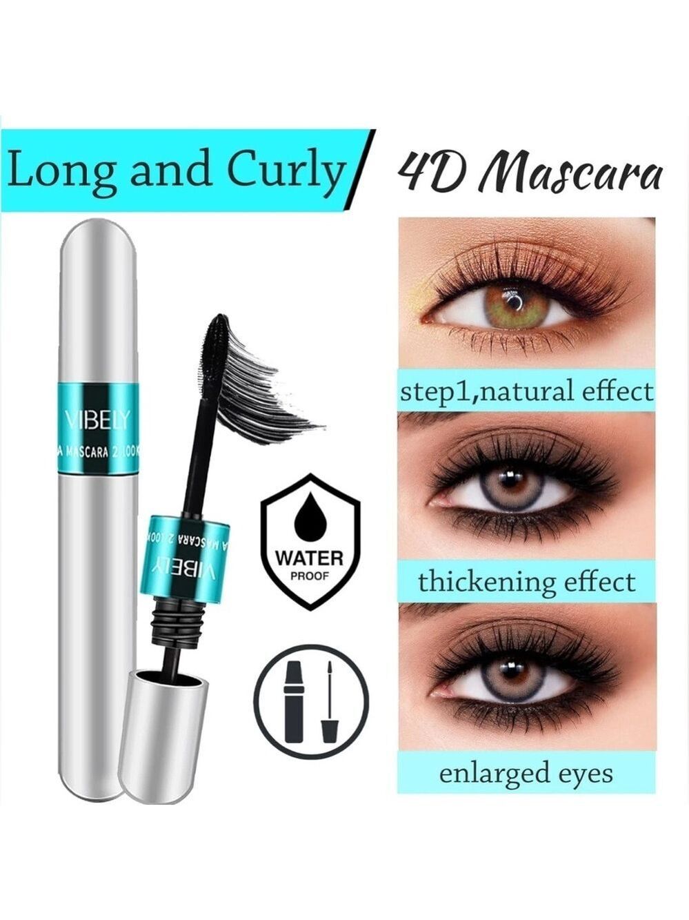 New Lash Cosmetics Vibely 4D Mascara w/ Dual Brushes For Long, Voluminous Lashes